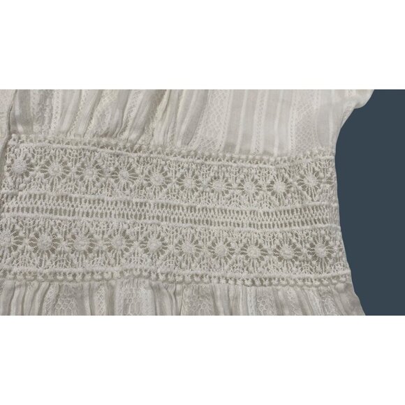 Sundance Womens Ivory Lace Button-Front crochet gauzy Blouse Size L light cool - Picture 4 of 10